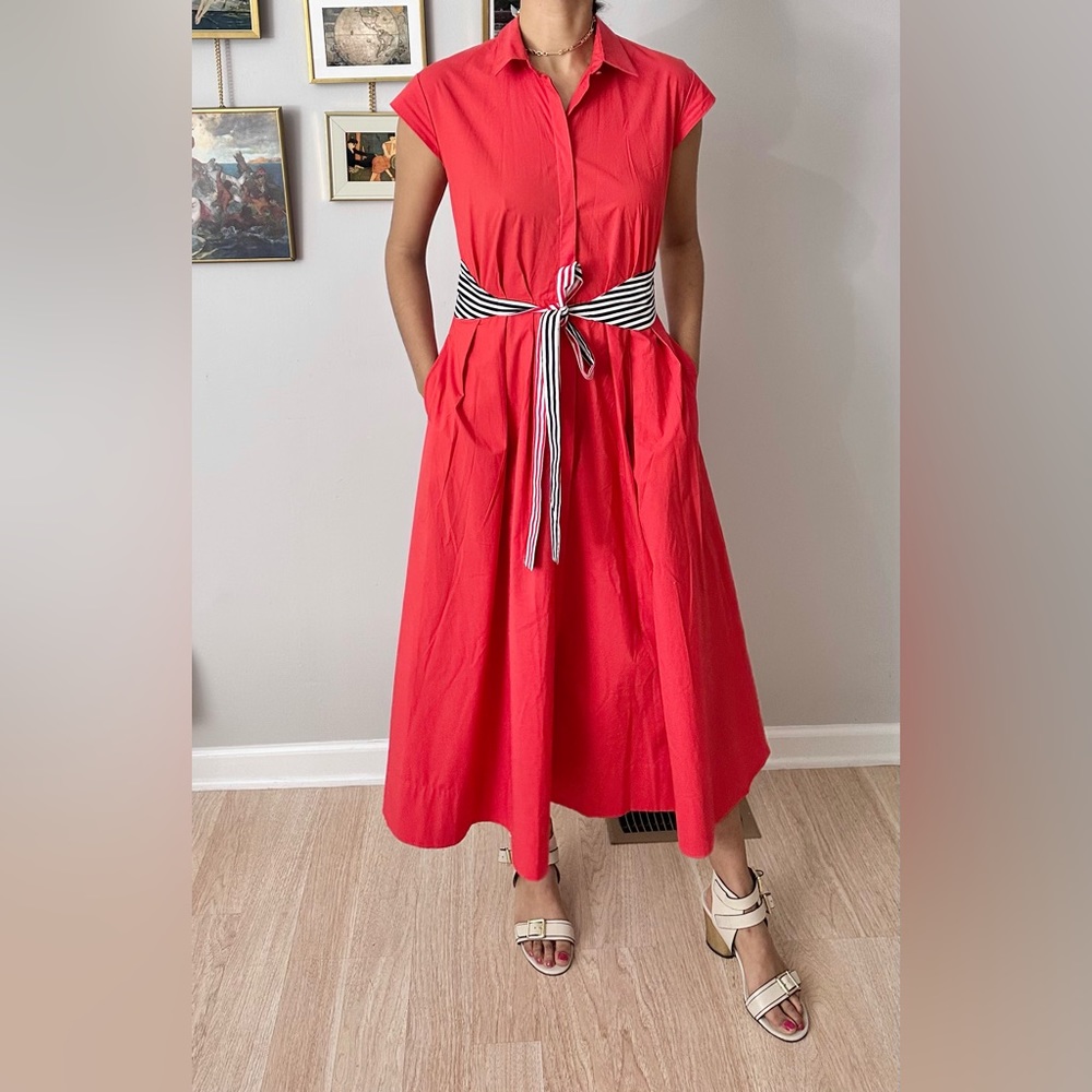 Marella cap sleeve pleated midi dress